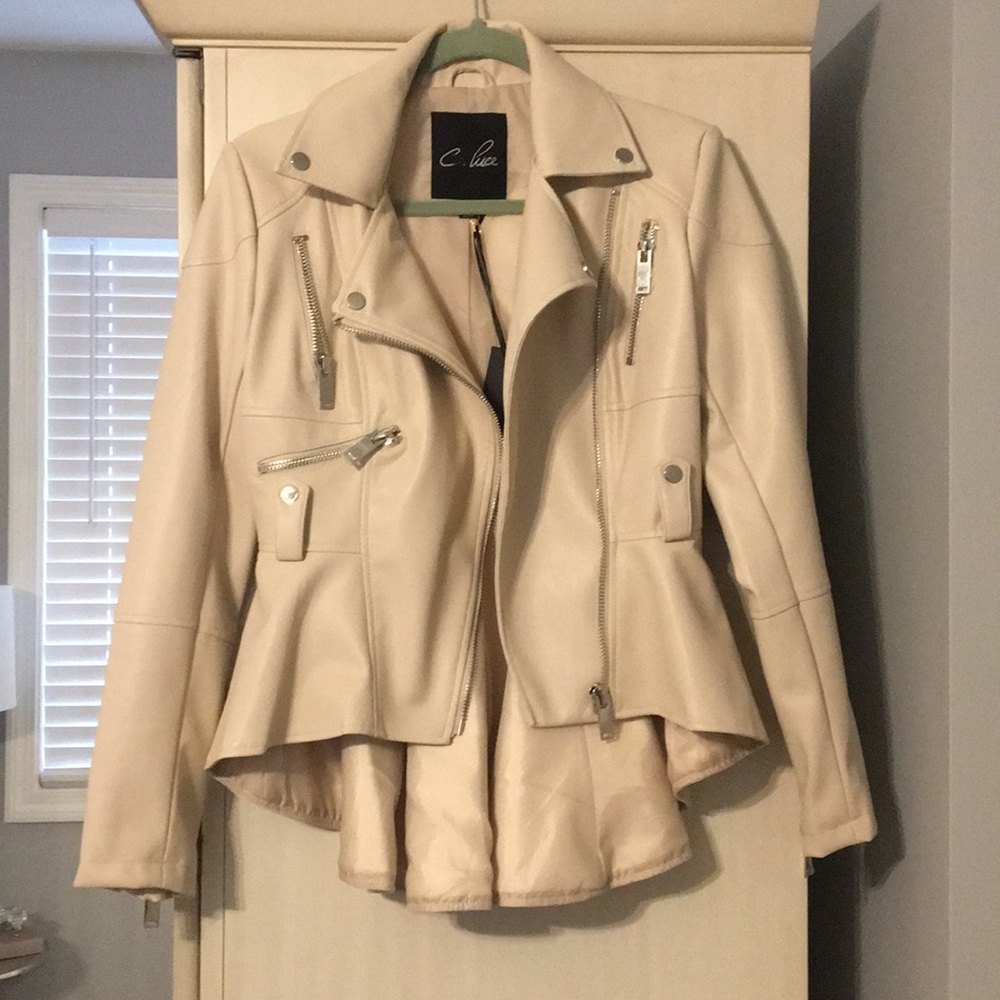 Faux leather beige jacket